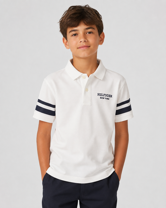 Kids Tommy Hilfiger Monotype Short Sleeve Cotton Polo Shirt