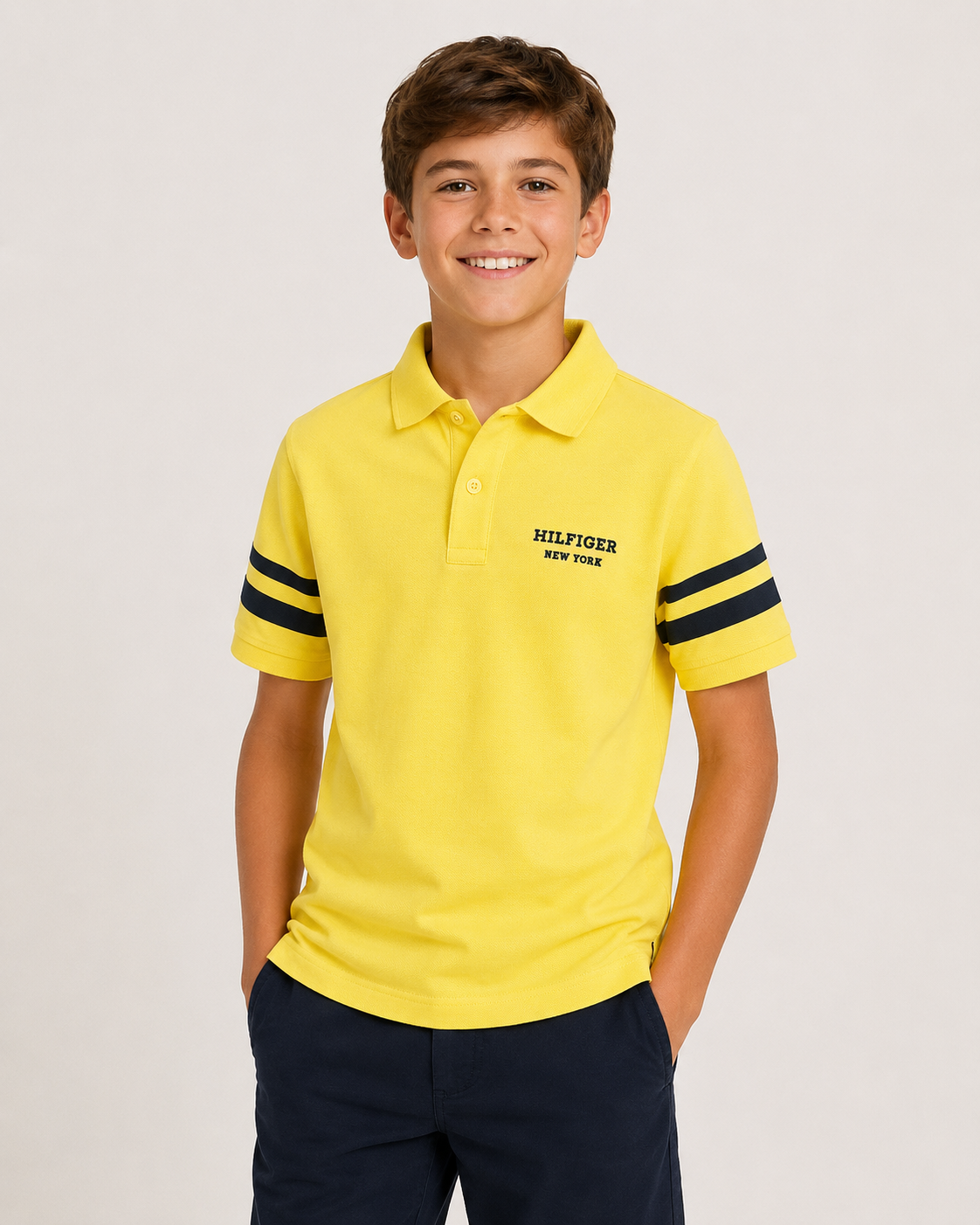 Kids Tommy Hilfiger Monotype Short Sleeve Cotton Polo Shirt