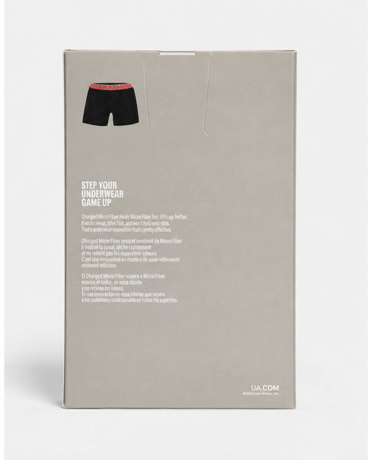 Under Armour Charged Microfiber Boxerjock 6-Inch, 3-Pack - Black/Red/Grey