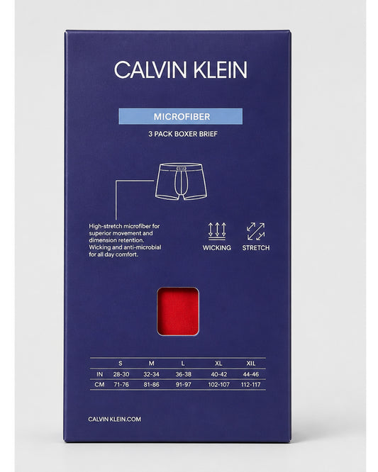 Calvin Klein Microfiber Wicking Stretch Boxer Briefs, 3-Pack - Black/Red/Blue