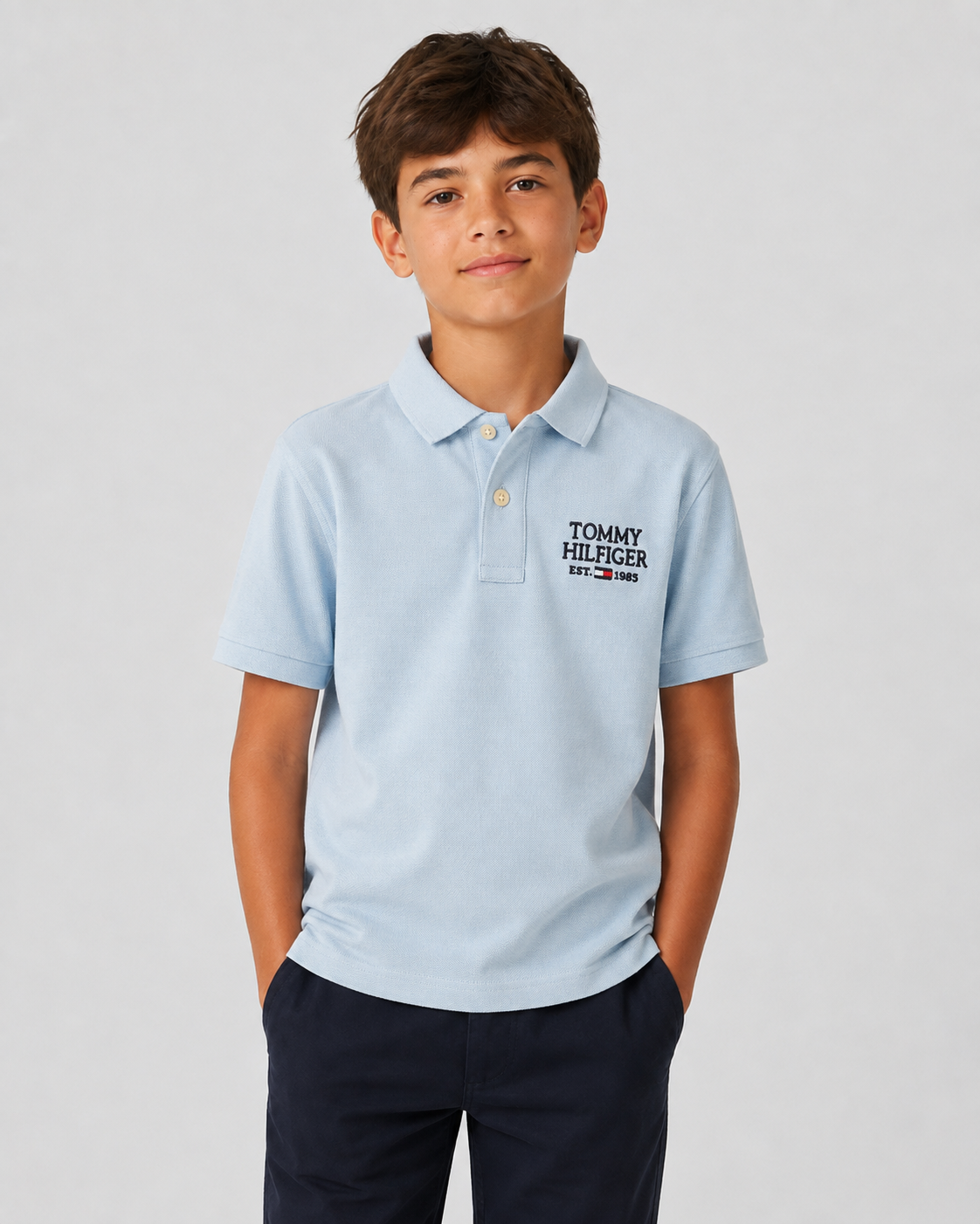 Kids Tommy Hilfiger Est 1985 Short Sleeve Cotton Polo Shirt