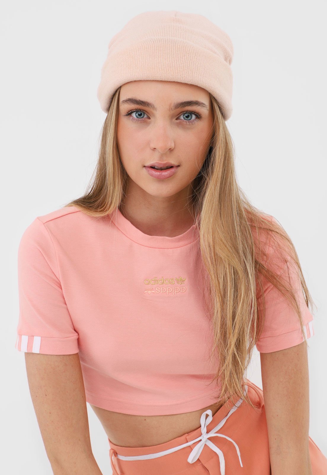 Women's adidas Originals Cropped Tee - Pink/Peach