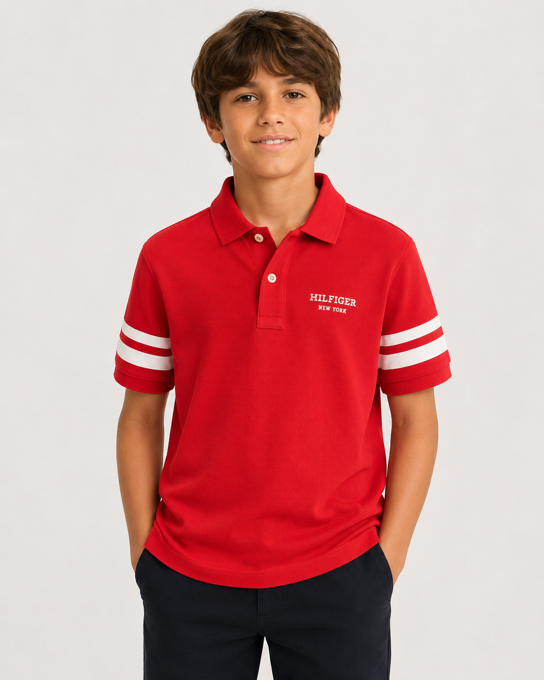 Kids Tommy Hilfiger Monotype Short Sleeve Cotton Polo Shirt