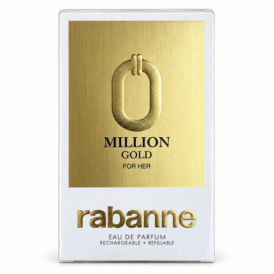 Rabanne Million Gold For Her EDP 50ml Refillable boxed packaging
