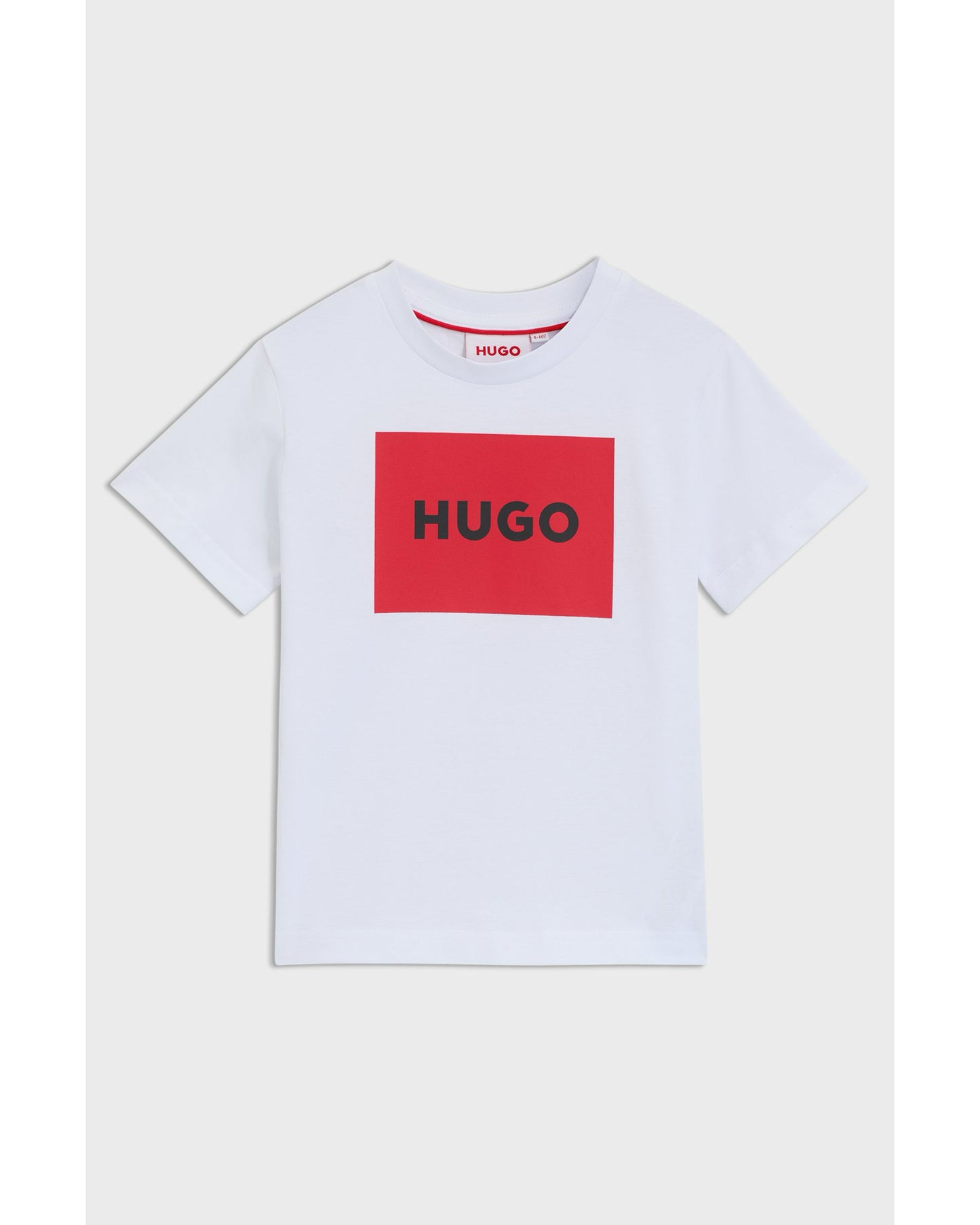 HUGO Kids' Cotton T-Shirt with Signature-Red Box Logo
