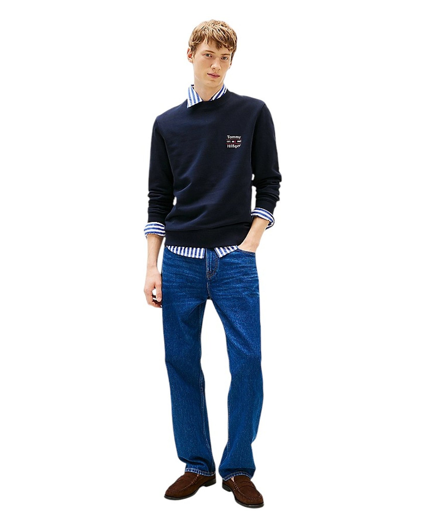 Hilfiger Stack Regular Crew Neck Terry Sweatshirt - Desert Sky