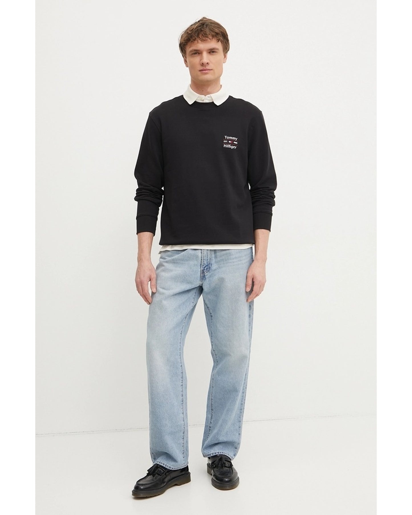 Hilfiger Stack Regular Crew Neck Terry Sweatshirt - Black