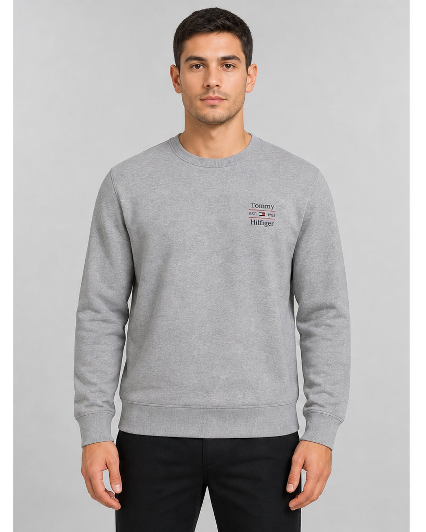 Hilfiger Stack Regular Crew Neck Terry Sweatshirt - Grey Heather