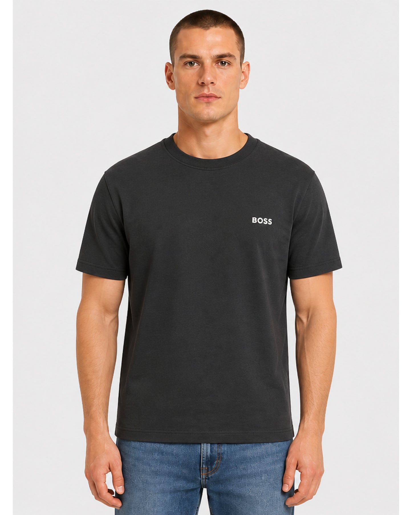 BOSS Stretch-Cotton T-Shirt - Charcoal