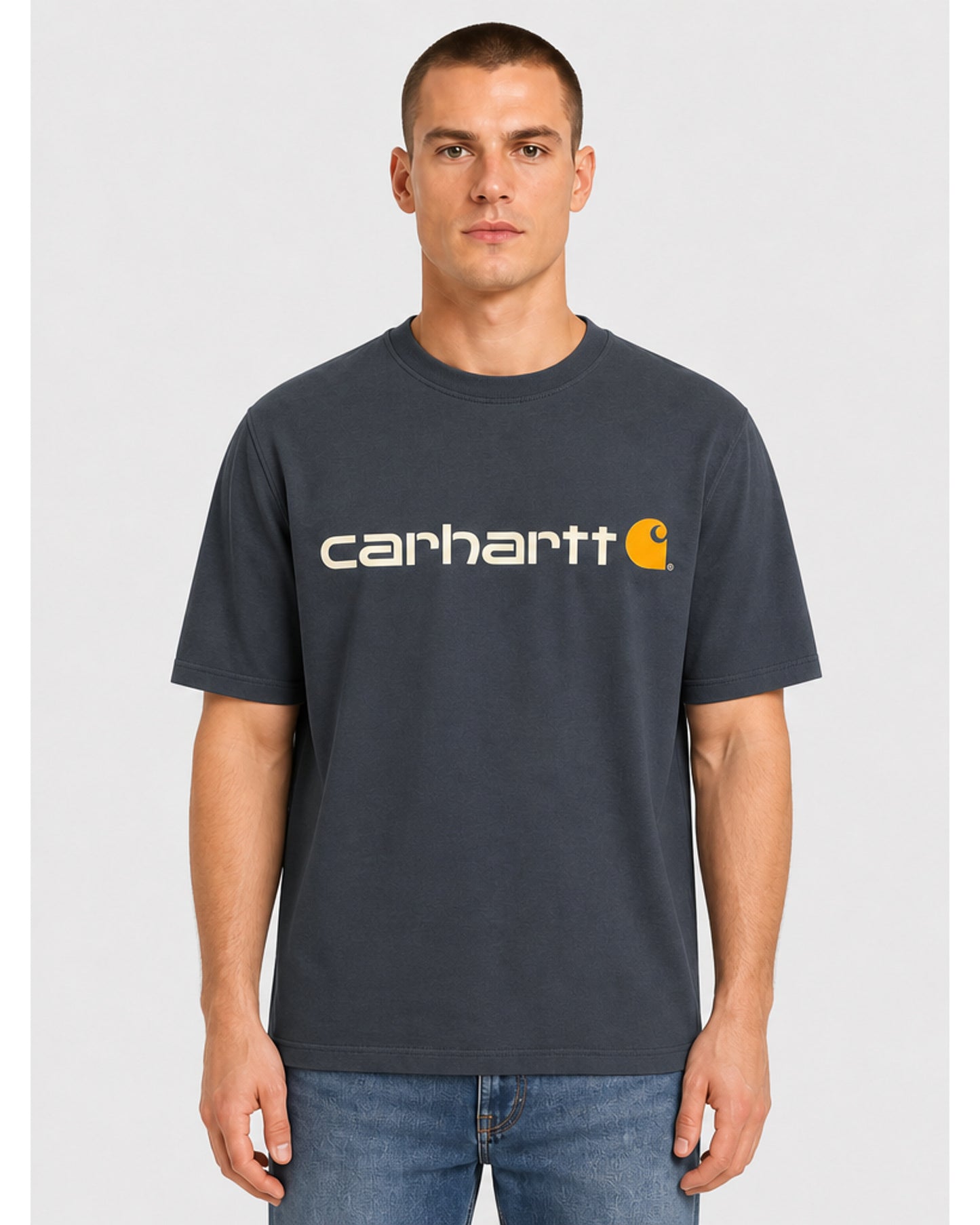 Relaxed Fit Heavyweight Short-Sleeve Logo Graphic T-Shirt - Navy