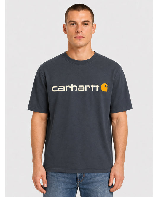 Relaxed Fit Heavyweight Short-Sleeve Logo Graphic T-Shirt - Navy