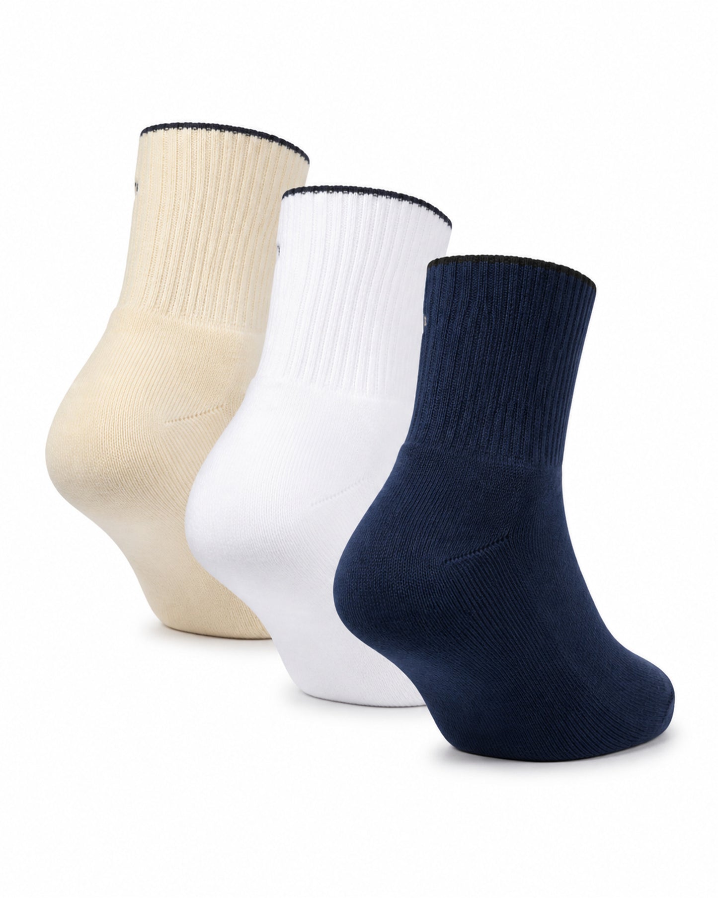 Calvin Klein Cotton-Blend Quarter Socks, 3-Pack - Cream/White/Navy