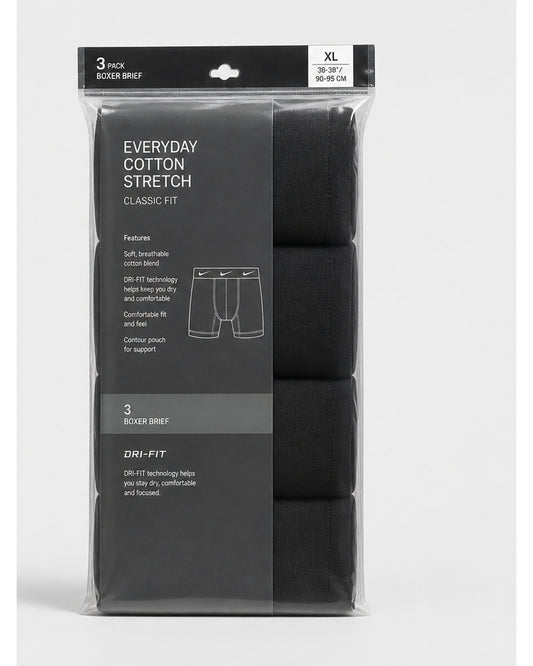 Nike Everyday Cotton Stretch Trunks, 3-Pack - Black