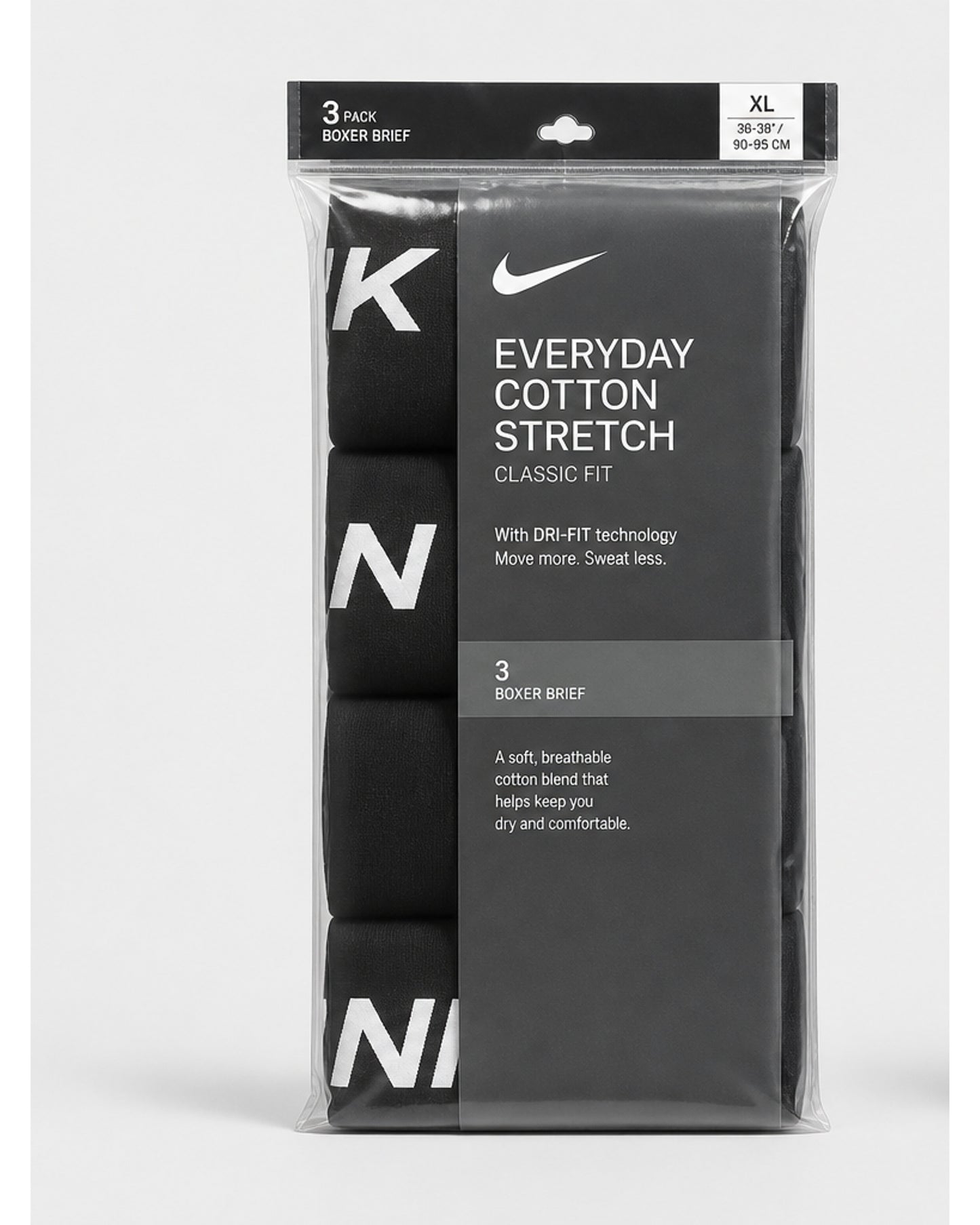 Nike Everyday Cotton Stretch Trunks, 3-Pack - Black