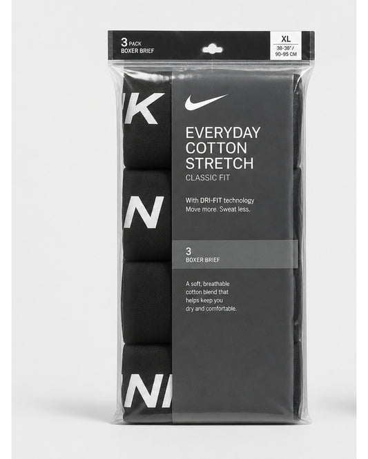 Nike Everyday Cotton Stretch Trunks, 3-Pack - Black