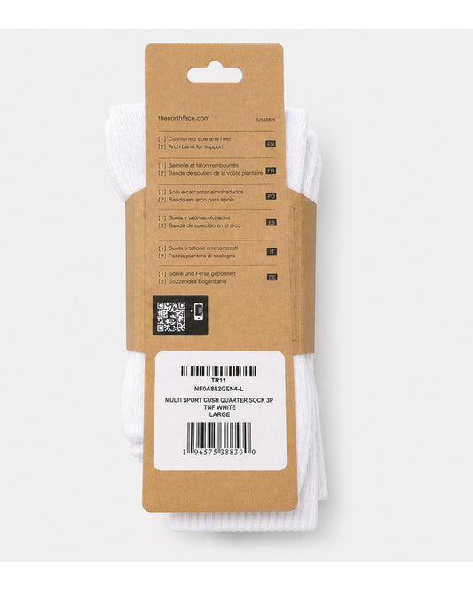 The North Face Multi Sport Cush Quarter Socks, 3-Pack - White