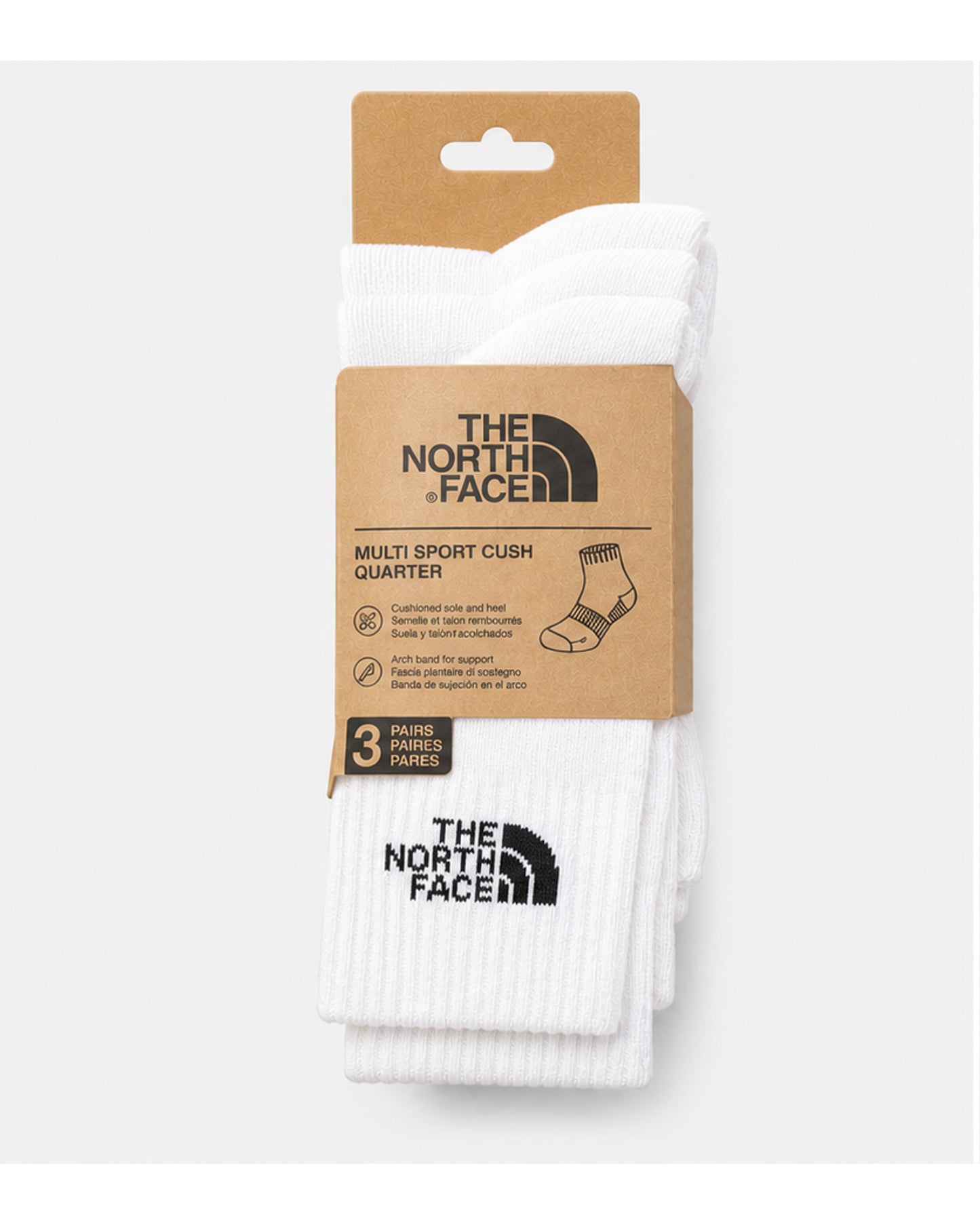 The North Face Multi Sport Cush Quarter Socks, 3-Pack - White