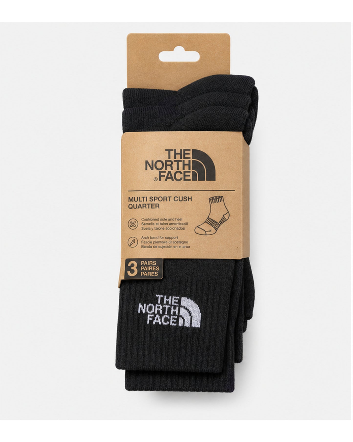 The North Face Multi Sport Cush Quarter Socks, 3-Pack - Black