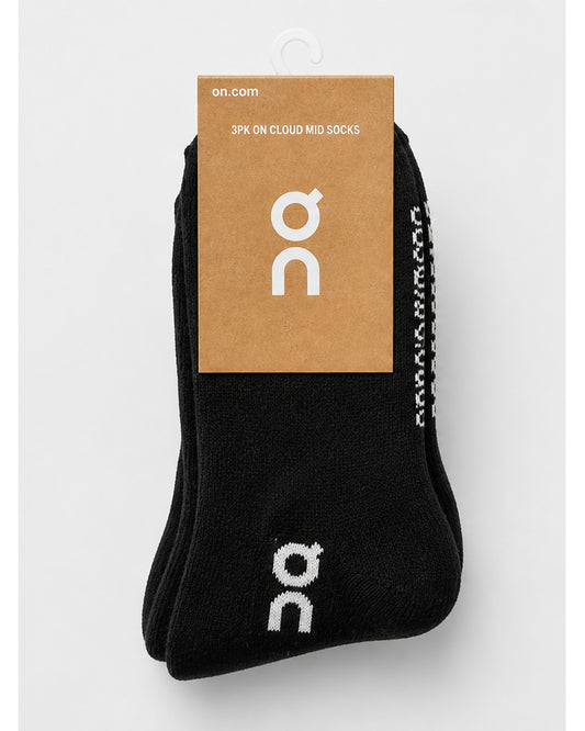 On Cloud Mid Socks, 3-Pack - Black