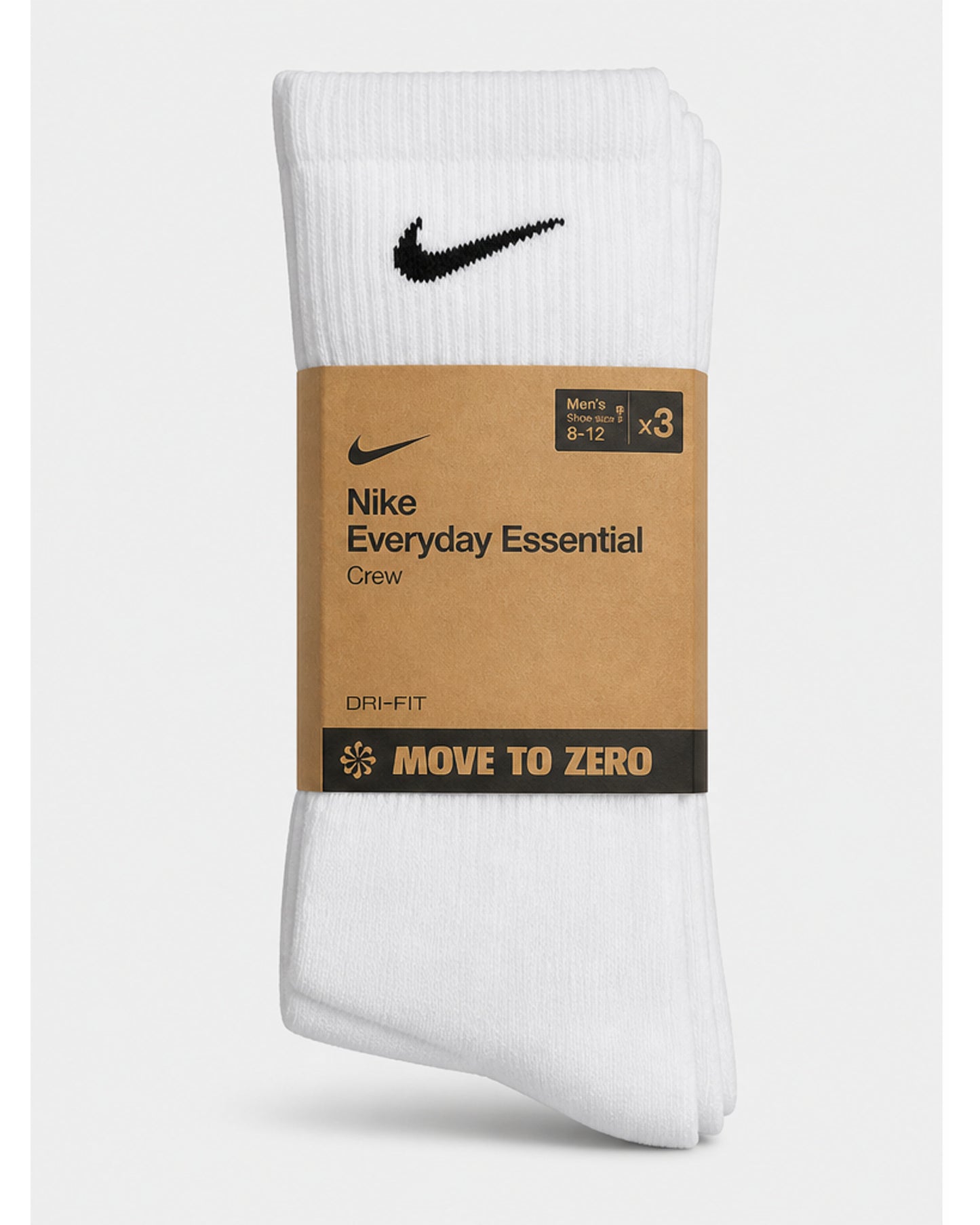 Nike Sportswear Dri-FIT Everyday Essential Crew Socks, 3-Pack - White