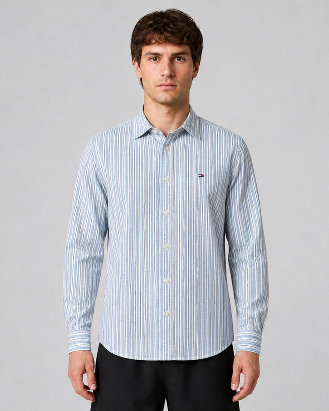 Men's Tommy Hilfiger Striped Cotton Long-Sleeve Shirt
