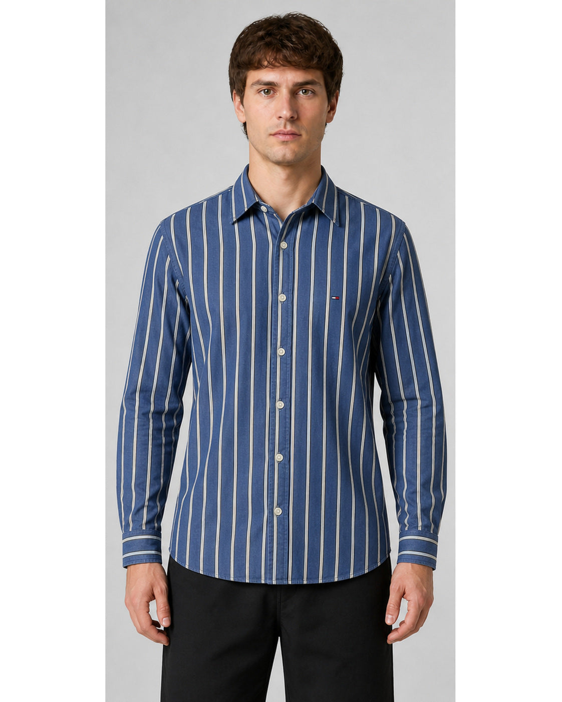 Men's Tommy Hilfiger Striped Cotton Long-Sleeve Shirt