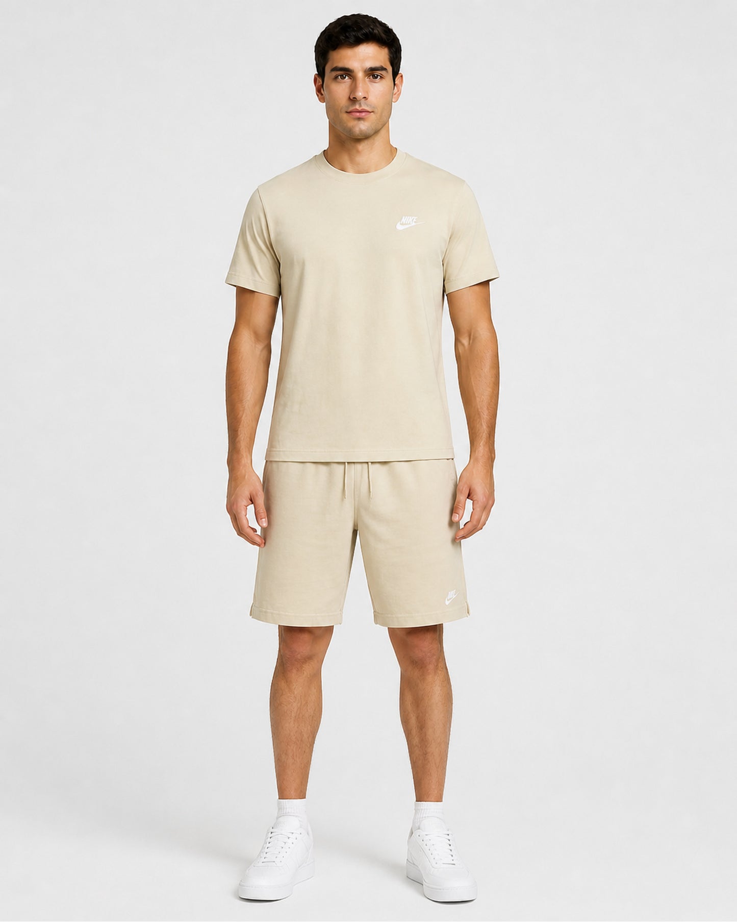 Nike Sportswear Club T-Shirt & Knit Shorts Set - Beige/Light Khaki