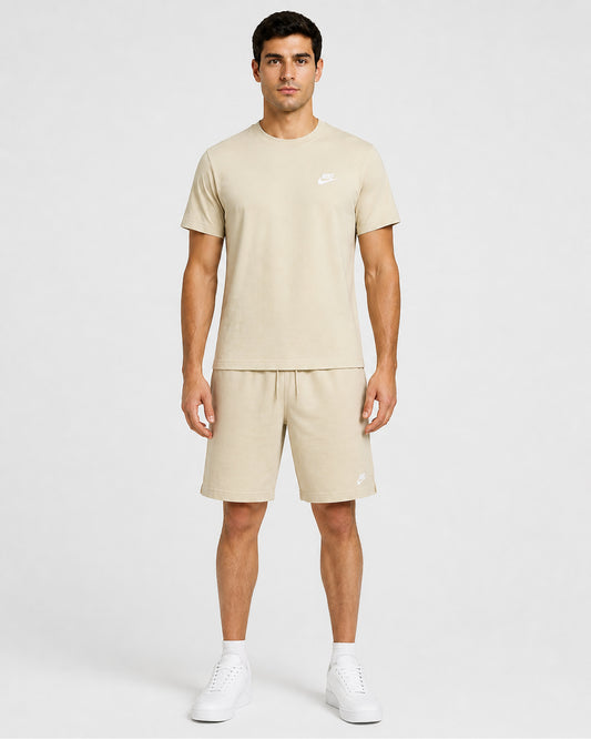 Nike Sportswear Club T-Shirt & Knit Shorts Set - Beige/Light Khaki