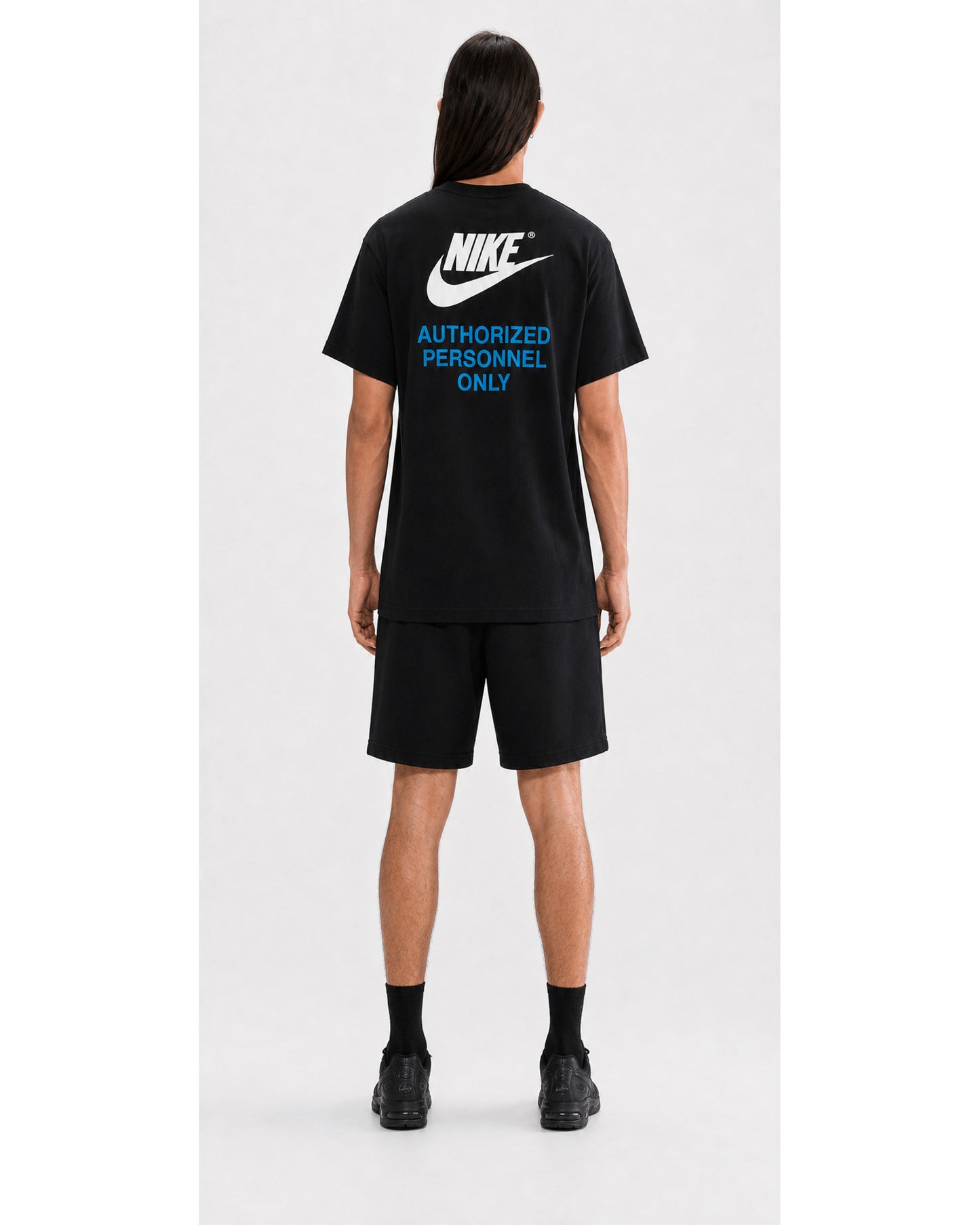 Nike Sportswear Athletic T-Shirt & French-Terry Shorts Set - Black/White/Blue