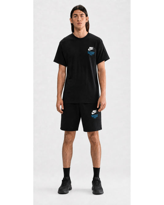 Nike Sportswear Athletic T-Shirt & French-Terry Shorts Set - Black/White/Blue