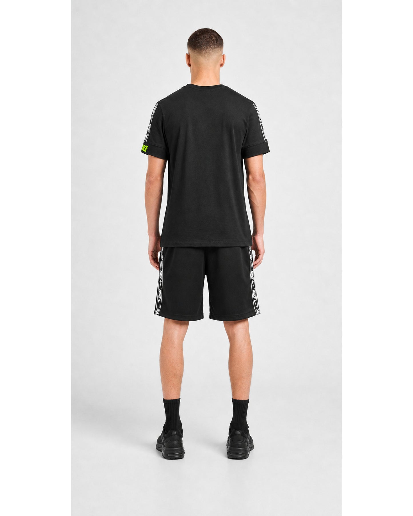 Nike Sportswear Repeat Tape T-Shirt & Shorts Set - Black/Volt