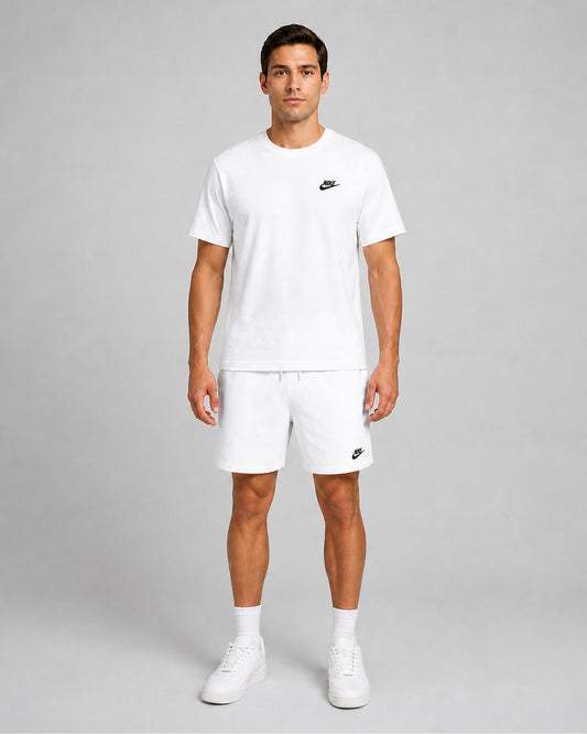 Nike Sportswear Club T-Shirt & Knit Shorts Set - White