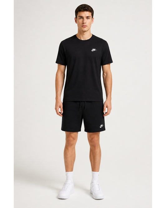 Nike Sportswear Club T-Shirt & Knit Shorts Set - Black/White
